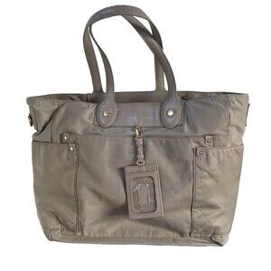 Marc by Marc Jacobs Preppy Nylon East West Tote Bag Taupe Color Gold Hardware